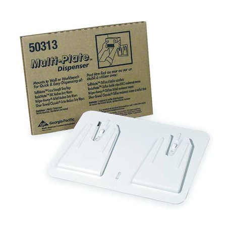 BRAWNY Multi-Plate 8"H x 10-3/4"W, Wipe Dispenser, White