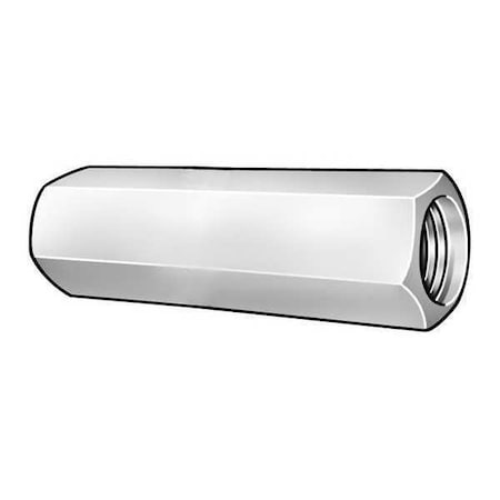 N/A Coupling Nut, 3/8"-16, 18-8 Stainless Steel, Not Graded, Plain, 1-3/4 in Lg, 5/8 in Hex Wd, 2 PK