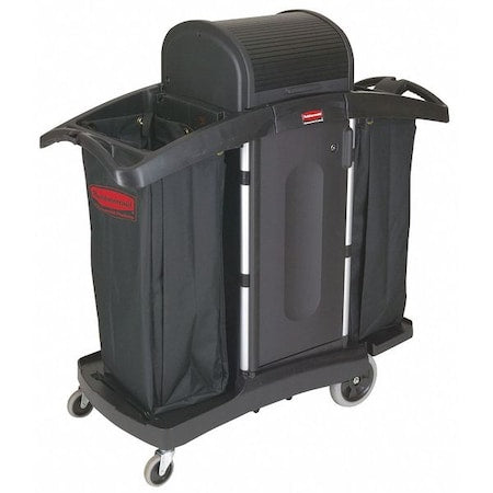 RUBBERMAID COMMERCIAL Housekeeping Cart, Black, Structural Web