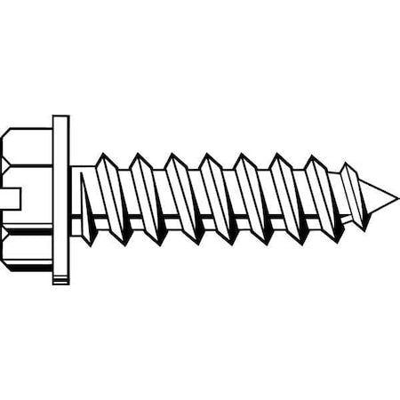 N/A Sheet Metal Screw, #8 x 2 in, Zinc Plated Steel Flange Hex Head Slotted Drive, 100 PK