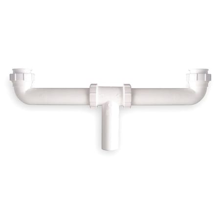 N/A 1-1/2 Dia, Polypropylene, White/Plastic, Kitchen, Center Outlet Waste Tee