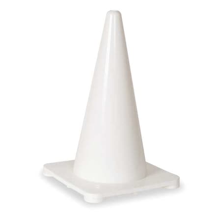 N/A Traffic Cone, Polyethylene, Non-Reflective, 18 in Height, 1.5 lb, White