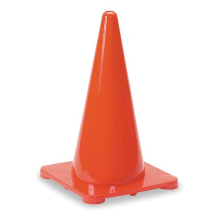N/A Traffic Cone, Polyethylene, Non-Reflective, 18 in Height, 1.5 lb, Red
