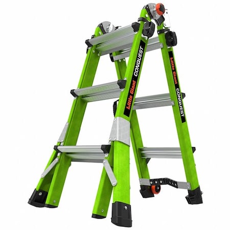 LITTLE GIANT LADDERS Multipurpose Ladder, 10 11/12 ft, Fiberglass, 375 lb Load Capacity