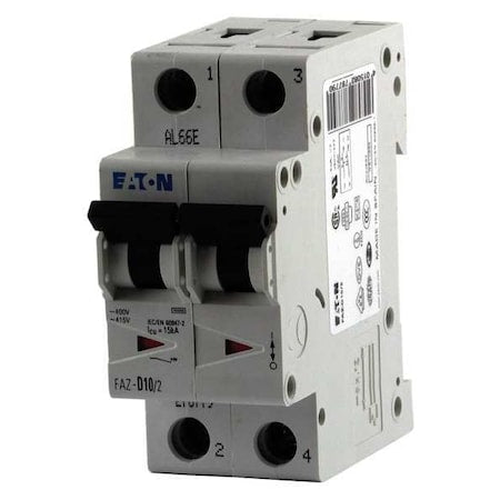 EATON Circuit Breaker, FAZ Series, 15A, 2 Pole, 277/480V AC, 15kA at 415V AC, C Curve