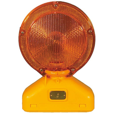 N/A Barricade Light, Amber, 11-1/2" Height, Polycarbonate Lens, Battery, LED, 55 to 75 FPM, Bolt-On