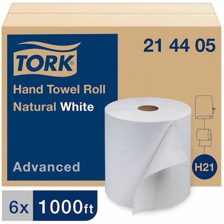 TORK Hardwound Paper Towel Roll, 1 Ply, Continuous Roll Sheets, 1,000 ft, White, 6 PK