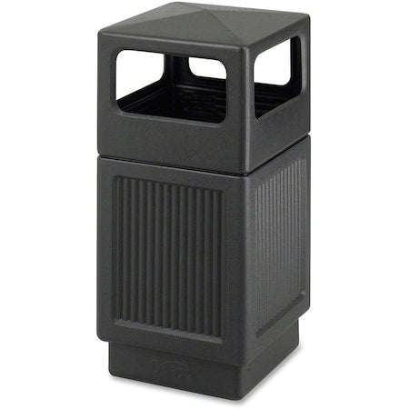 SAFCO Canmeleon 38 gal Square Outdoor Can, Black, None, Plastic, 18 1/4 in