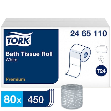 TORK Standard Core, 2 Ply, 450 Sheets, White, 80 PK