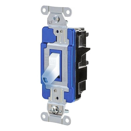 HUBBELL Wall Switch, 1/2 hp, Toggle, 15 A, White