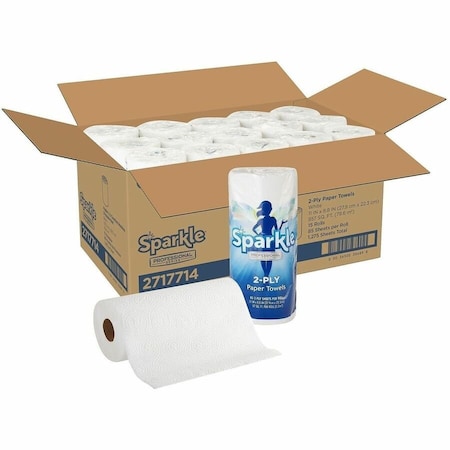 GEORGIA-PACIFIC Sparkle Perforated Roll Paper Towels, 2 Ply, 85 Sheets, 60 ft, White, 15 PK