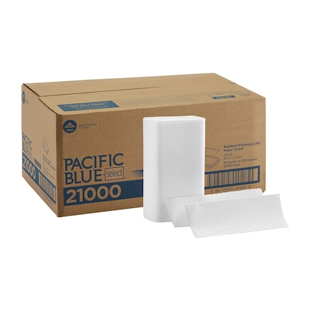 GEORGIA-PACIFIC Pacific Blue Select Multifold Paper Towels, 2 Ply, 125 Sheets, White, 16 PK