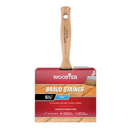 WOOSTER 5-1/2" Flat Sash Firm, Polyester Bristle, Paint Brush, Threaded Hardwood Handle