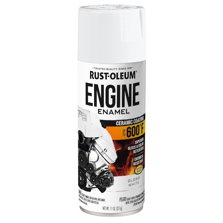 RUST-OLEUM Automotive 600 Degrees F Engine Enamel Spray, White, Gloss, 11 oz