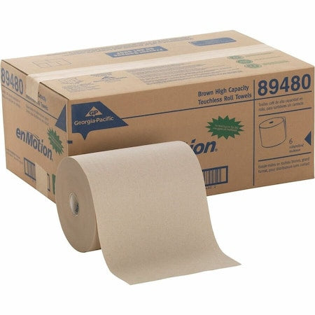GEORGIA-PACIFIC enMotion Hardwound Paper Towels, 1 Ply, Continuous Roll Sheets, 800 ft, Brown, 6 PK