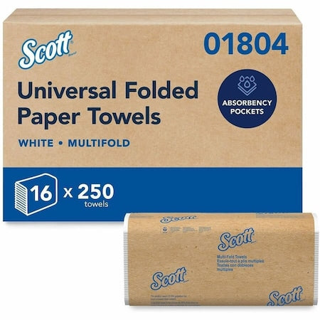 Scott Professional Multifold Paper Towels, Absorbency Pockets, White, 250 Sheets x 16 Packs (01804)