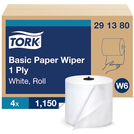 TORK Hardwound Paper Towel Roll, 1 Ply, Continuous Roll Sheets, 1,150 ft, White, 4 PK