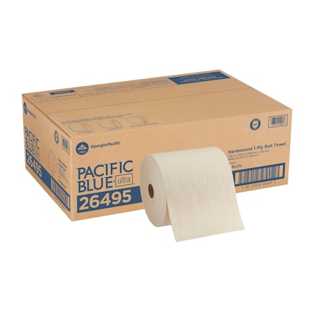 GEORGIA-PACIFIC Pacific Blue Ultra Hardwound Paper Towels, 1 Ply, Continuous Roll Sheets, 1150 ft, Brown, 6 PK