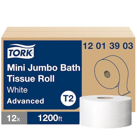 TORK Jumbo Core, 1 Ply, Continuous Sheets, White, 12 PK