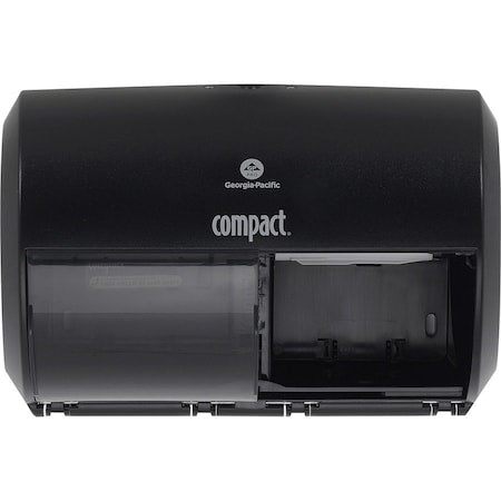 GEORGIA-PACIFIC Toilet Paper Dispenser, Compact, Horizontal Double Roll, Coreless, Wall Mount, Black