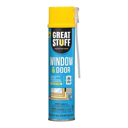 GREAT STUFF Foam Sealant, Straw Application Method Can, Yellow, 2:1 Expansion Ratio