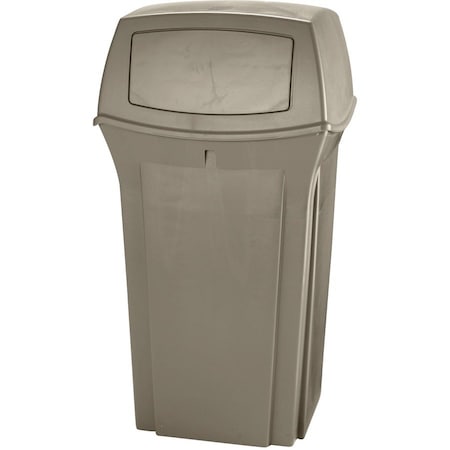 RUBBERMAID COMMERCIAL Ranger(R) 35 gal Square Outdoor Can, Beige, None, Plastic, 21 1/2 in