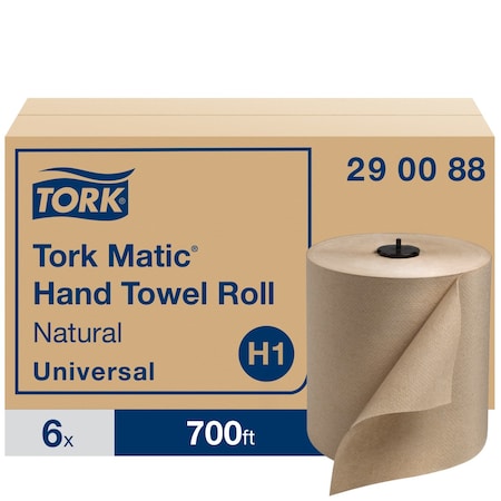 TORK Hardwound Paper Towel Roll, 1 Ply, Continuous Roll Sheets, 700 ft, Brown, 6 PK