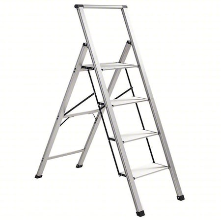 XTEND + CLIMB Light Step Stool, 4 Steps, 250 lb Load Capacity, 51 in Overall Height, Aluminum, Aluminum