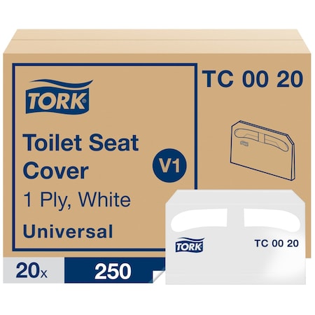 TORK Toilet Seat Cover, 1/2 Fold, White, 250 Sheets