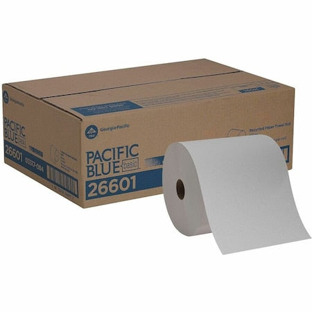 GEORGIA-PACIFIC Pacific Blue Basic Hardwound Paper Towels, Continuous Roll, 7 7/8 in W, 800 ft, White, PK6
