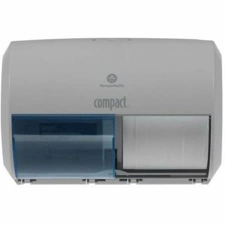 GEORGIA-PACIFIC Toilet Paper Dispenser, Compact, Horizontal Double Roll, Coreless, Wall Mount, Gray