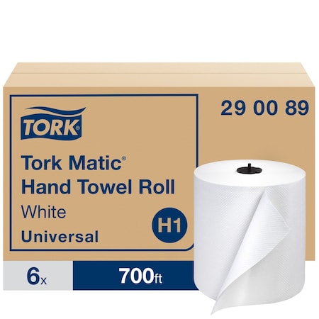 TORK Hardwound Paper Towel Roll, 1 Ply, Continuous Roll Sheets, 700 ft, White, 6 PK
