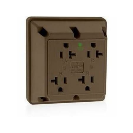 LEVITON Quad Straight Blade Receptacle, 5-20R, 20 A, 125V AC, 2 Pole, 3 Wire, Surface Mount, Grounded